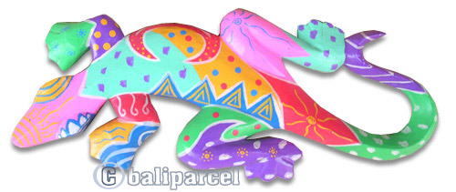 Singel Gecko Wall Plaque With Crazy Color, Handcarved From Albesia Wood  