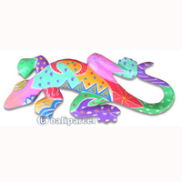 Singel Gecko Wall Plaque With Crazy Color, Handcarved From Albesia Wood  