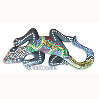 Singel Gecko Dot Art Wall Plaque, Handcarved From Albesia Wood  
