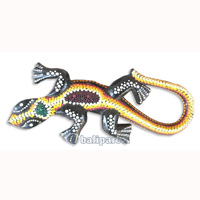 Singel Gecko Dot Art Wall Plaque, Handcarved From Albesia Wood  