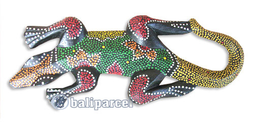 Singel Gecko Dot Art Wall Plaque, Handcarved From Albesia Wood  