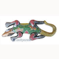 Singel Gecko Dot Art Wall Plaque, Handcarved From Albesia Wood  