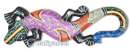 Singel Gecko Dot Art Wall Plaque, Handcarved From Albesia Wood  