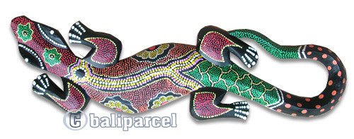 Singel Gecko Dot Art Wall Plaque, Handcarved From Albesia Wood  