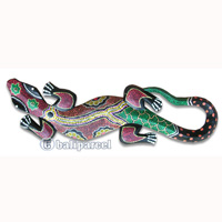 Singel Gecko Dot Art Wall Plaque, Handcarved From Albesia Wood  