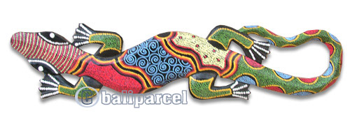 Singel Gecko Dot Art Wall Plaque, Handcarved From Albesia Wood  