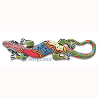 Singel Gecko Dot Art Wall Plaque, Handcarved From Albesia Wood  