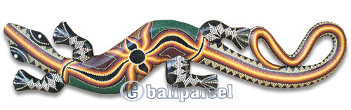Singel Gecko Dot Art Wall Plaque, Handcarved From Albesia Wood  
