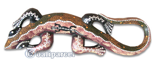 Singel Gecko Dot Art Wall Plaque, Handcarved From Albesia Wood  