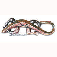 Singel Gecko Dot Art Wall Plaque, Handcarved From Albesia Wood  