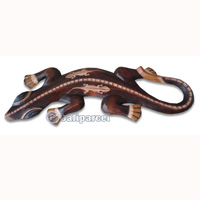 Singel Gecko Wall Plaque, Handcarved From Albesia Wood  