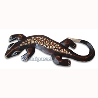 Singel Gecko Wall Plaque, Handcarved From Albesia Wood  