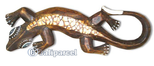 Singel Gecko Wall Plaque, Handcarved From Albesia Wood  