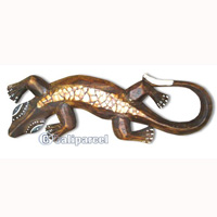 Singel Gecko Wall Plaque, Handcarved From Albesia Wood  