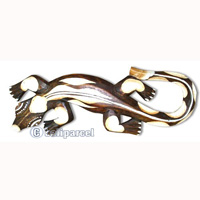 Singel Gecko Wall Plaque, Handcarved From Albesia Wood  