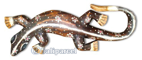 Singel Gecko Wall Plaque, Handcarved From Albesia Wood  