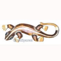 Singel Gecko Wall Plaque, Handcarved From Albesia Wood  