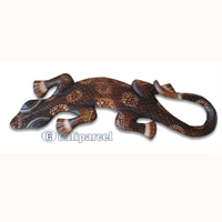 Singel Gecko Wall Plaque, Handcarved From Albesia Wood  