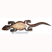 Singel Gecko Wall Plaque, Handcarved From Albesia Wood  