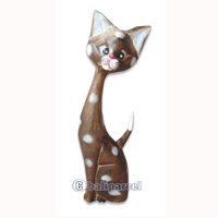 Wooden Cat Set Of 3 With Painted, Hand Carved From Albesia Wood