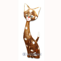 Wooden Cat Set Of 3 With Painted, Hand Carved From Albesia Wood
