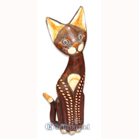 Wooden Cat Set Of 3 With Painted, Hand Carved From Albesia Wood