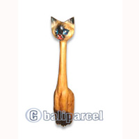 Wooden Cat With Painted, Hand Carved From Hibiscus Wood