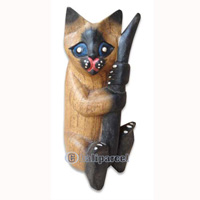 Wooden Cat With Painted, Hand Carved From Hibiscus Wood