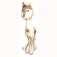 Wooden Cat With Painted, Hand Carved From Albesia Wood