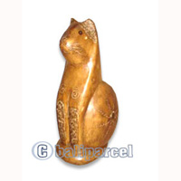 Wooden Cat With Painted, Hand Carved From Albesia Wood