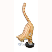 Wooden Cat With Painted, Hand Carved From Albesia Wood