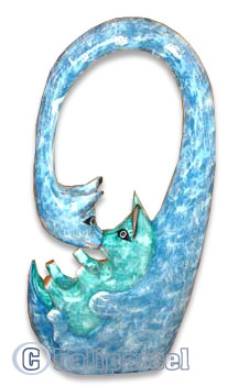 Wooden Cat With Painted, Hand Carved From Albesia Wood