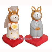 Wooden Cat Set Of 2 With Painted, Hand Carved From Albesia Wood