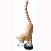 Wooden Cat With Painted, Hand Carved From Albesia Wood
