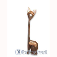 Wooden Cat With Painted, Hand Carved From Albesia Wood