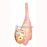 Wooden Cat With Painted, Hand Carved From Albesia Wood