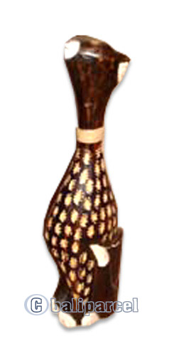 Wooden Cat With Painted, Hand Carved From Albesia Wood