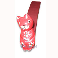 Wooden Cat Door Stoper, Hand Carved From  Hibiscus Wood