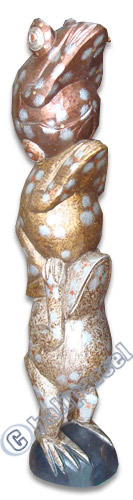 Wooden Frog With Painted, Handcarved From Albesia Wood