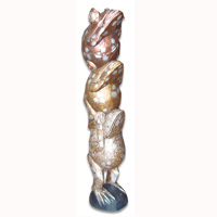 Wooden Frog With Painted, Handcarved From Albesia Wood