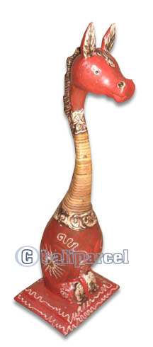 Wooden Horse With Painted, Handcarved From Albesia Wood