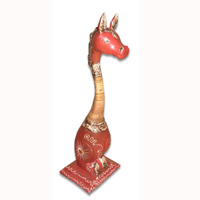 Wooden Horse With Painted, Handcarved From Albesia Wood