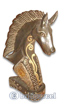 Wooden Horse With Painted, Handcarved From Albesia Wood