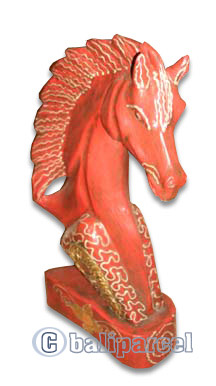 Wooden Horse With Painted, Handcarved From Albesia Wood