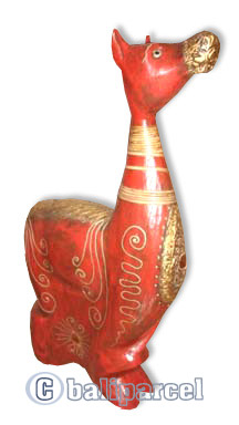 Wooden Cow With Painted, Handcarved From Albesia Wood