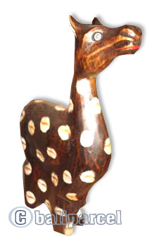 Wooden Cow With Painted, Handcarved From Albesia Wood