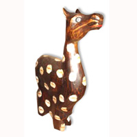 Wooden Cow With Painted, Handcarved From Albesia Wood