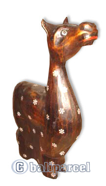 Wooden Cow With Painted, Handcarved From Albesia Wood