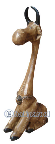 Wooden Cow With Painted, Handcarved From Albesia Wood