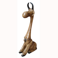 Wooden Cow With Painted, Handcarved From Albesia Wood